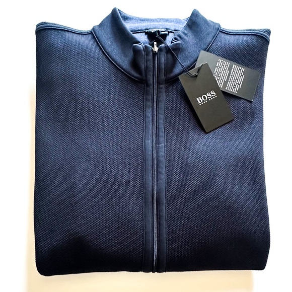 BOSS HUGO BOSS Sophisticated Navy Reversible Zipper Jacket with Pockets  XXL NWT - Picture 1 of 14